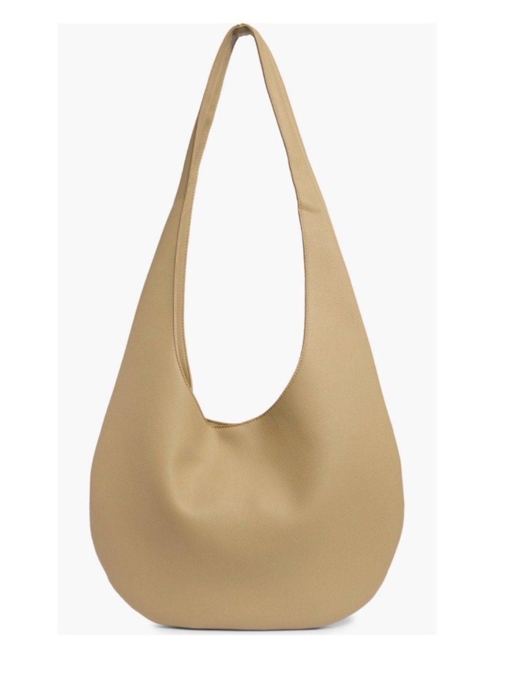 BCBG Hobo Crescent Light Tan Faux Pebbled Leather Slouch Bag Purse Key Fob - Picture 16 of 17